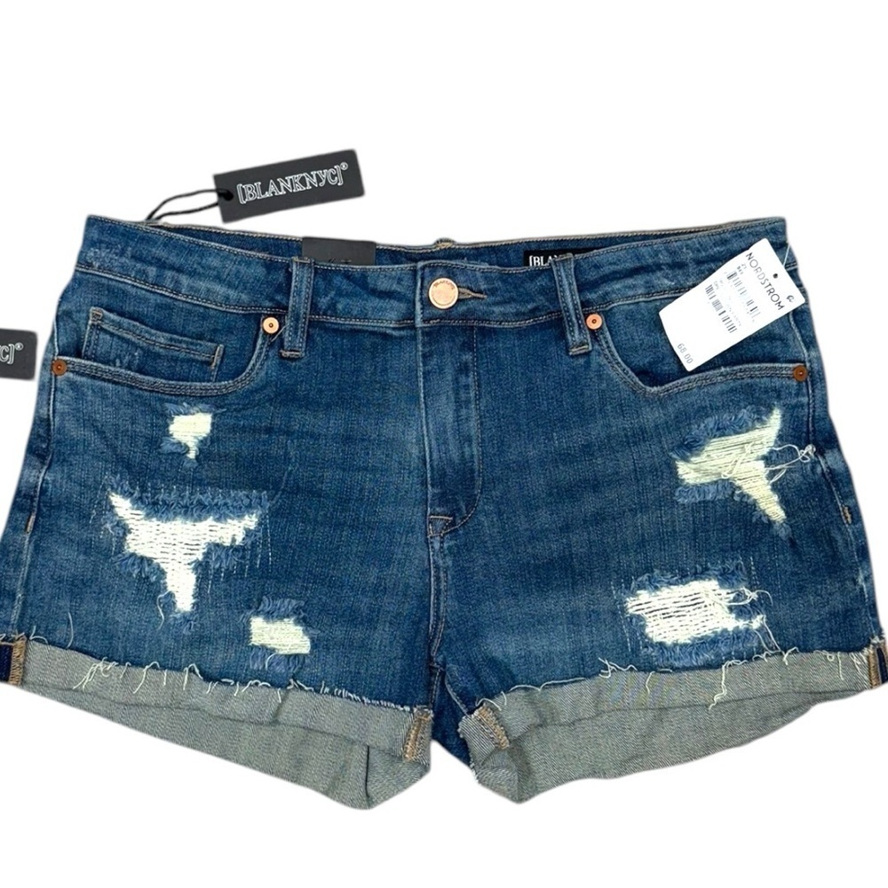 Blank NYC Distressed Cuffed Denim Shorts The Fulton Cox Size 29 & 31 - Picture 10 of 12